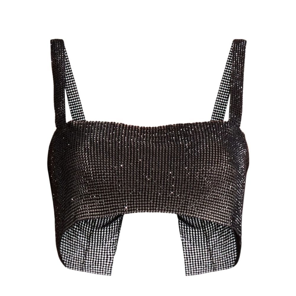 Steve‎ Madden Madden NYC Rhinestone Mesh Topper- Black